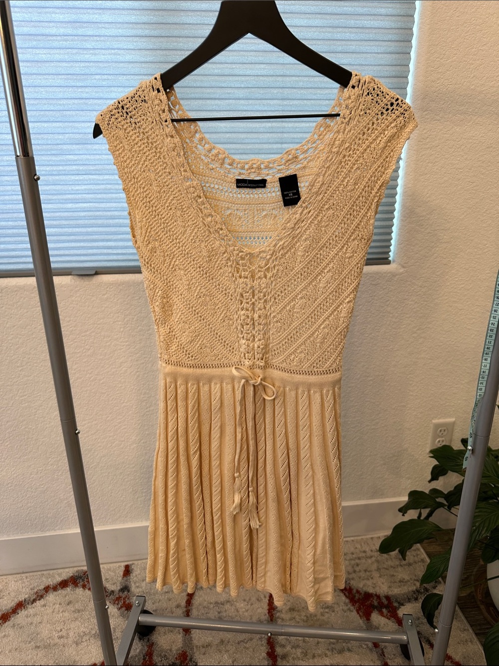 Moda International Cream Crochet Midi Dress